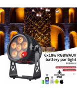 Waterproof Wireless DMX 6X18W RGBWA UV 6in1 LED Par Light Battery Power ... - $281.67 CAD