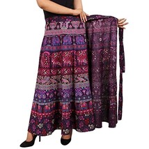 Womens Wrap skirt ethnic Jaipur Print 40&quot; Purple Culture (Free size upto... - £25.20 GBP