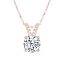 1 Carat Moissanite Solitaire Pendant Necklace for Women in 18K Rose Gold Plated  - $79.19