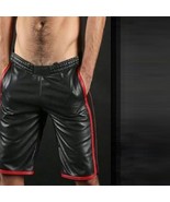 30&quot; Men&#39;s Real Cowhide Leather Short Slim Fit Leather Basketball NBA Shorts - $74.32