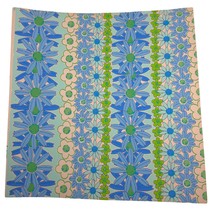 Vintage Wallpaper Sample Sheet 70s Blue Floral Design Craft Supply Dollh... - $9.94