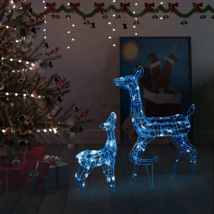 Acrylic Reindeer Family Christmas Decoration 160 LED Blue - £94.20 GBP