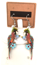 New Women&#39;s Dangle/Drop Earrings Multicolor Acrylic Birds Holding a Martini 2 in - £8.15 GBP