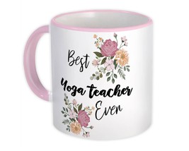 Best YOGA TEACHER Ever : Gift Mug Flowers Floral Boho Vintage Pastel - £12.57 GBP