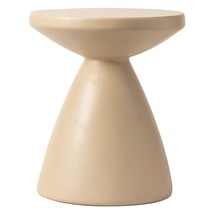 LeisureMod Dune 20&quot; Round Beige Side Table - Modern Fiberstone Accent Ta... - $3,531.61 MXN+