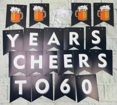 Black Cheers to 60 Years Banner 60th Birthday Anniversary Party Photo - £12.66 GBP