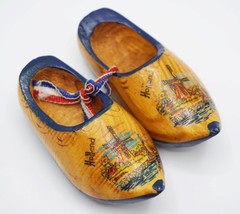 Pair of Wood Clogs Dutch Hand Painted Holland Decor Miniatures - $157.60