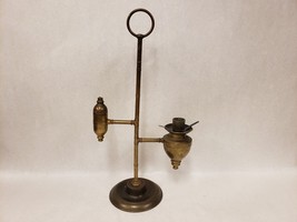 Vintage Brass Student Candlestick Holder with Match Holder 2 Arm Single Candle - £118.69 GBP