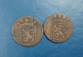 2 Pcs  Dutch Netherlands Colonial Voc Duit  1732 &amp; 1742 New York Penny C... - £18.50 GBP