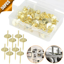 50Pcs 20Lbs Metal Picture Hangers Nails Photo Hanging Wall Mount Hooks Kit - £14.91 GBP