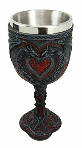 Primary image for Ebros Celtic Dual Dragon Romantic Heart Vial Of Blood Wine Goblet 7"H Chalice