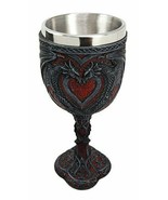 Ebros Celtic Dual Dragon Romantic Heart Vial Of Blood Wine Goblet 7&quot;H Ch... - $438.49 MXN