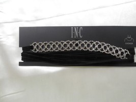 INC Silver Tone Crystal Velvet Fancy Choker Necklace Y604 $49 - £13.80 GBP