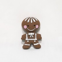 Avon Gingerbread Man Lapel Pin Brooch White Frosting 1972 2&quot; Lip Gloss Christmas - £14.08 GBP