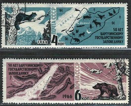 RUSSIA USSR CCCP 1966 VF Used Stamps Scott # 3218-3219  Barguzin Game Reserve - £0.71 GBP
