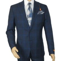 Men TALLIA Suit Wool Blend English Glen Plaid Classic 2Button VDVA2SVX0026 Blue image 3