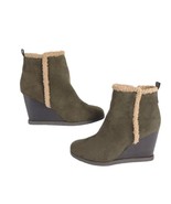 Wonderly Joni Booties Women&#39;s 8 Olive MIcrofiber Wedge Heel Ankle Boots ... - £17.34 GBP