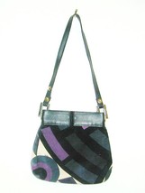 Vin Emilio Pucci Op Art Velvet Leather Signature Shoulder Bag Purse Mod ... - £199.37 GBP