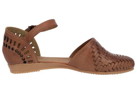 Womens Cognac Authentic Mexican Huarache Real Leather Sandals Closed Buckle #112 - £27.93 GBP