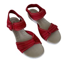 Ryka Womens Sandals Red Size 11 Leather Ankle Strap Open Toe Hook And Loop - £18.92 GBP