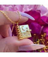 Openable Love Book-shaped Necklace With Stars Moon And Letters Engraved ... - $340.52 MXN