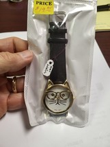 Cat Face Watch with Glasses Two Piece Black Strap Band- New Battery - £8.84 GBP