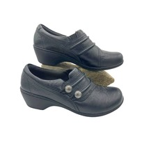 Clark&#39;s Channing Haley 7M Womens Black Leather Slip on Loafer Comfort Shoe - £23.73 GBP