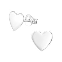 Heart 925 Silver Plain Stud Earrings - £10.30 GBP