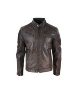 Men &amp; Women Leather Jacket Vintage Biker Café Racer Designer Distressed ... - $277.46 CAD