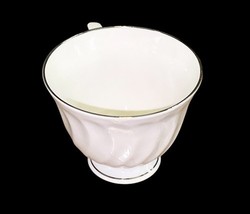 Syracuse China Wedding Ring Silhouette Footed Cup White Platinum Trim USA Teacup image 8