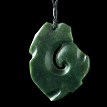 Authentic New Zealand Handicraft Matau Pendant in Natural Jade, Maori Tr... - £188.10 GBP