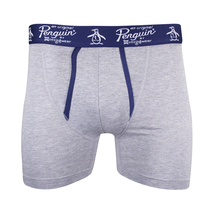 Original Penguin Men&#39;s Grey With Navy Open Fly Boxer Brief (S02) - £6.24 GBP