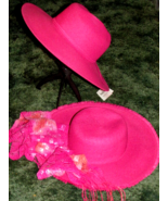 hot pink TRAVEL/SUN HATS 1 Bijour Terner 1 unk w/sequined scarf (clst) - £21.80 GBP