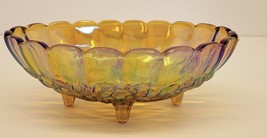Indiana Glass Harvest Grape Carnival Glass Amber Oval Footed Bowl 12” Vintage - £12.52 GBP