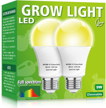 Mfxmf 2 Pack LED Grow Light Bulbs A19 Bulb, Full Spectrum Plant Light Bulb, 9W E - £9.65 GBP