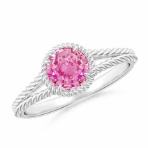 ANGARA Pink Sapphire Twist Rope Split Shank Ring for Women in 14K Solid Gold - £676.40 GBP