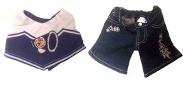 Build-A-Bear Jeans with Embroidered Flowers and Cheerleader Top - £6.27 GBP