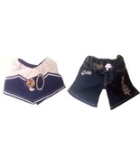 Build-A-Bear Jeans with Embroidered Flowers and Cheerleader Top - £6.25 GBP