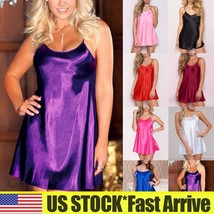  Womens Silky Satin Sexy Lingerie Comfy Chemise Nightdress Sleepwear Rob... - $14.39