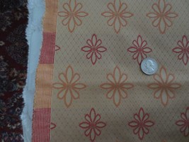 3993. Red &amp; Orange Floral On Gold Upholstery Fabric - 54&quot; X 3/4 Yd. - £3.98 GBP
