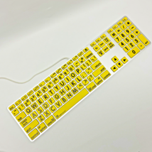 Apple Keyboard Large Print Yellow Keys with Black Print Tested Works Corded USB - $128.69