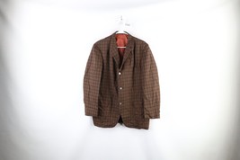 Vintage 50s Rockabilly Mens 40R Wool Plaid 3 Button Suit Jacket Sport Co... - $94.00