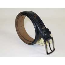 Men Genuine Leather Belt PIERO ROSSI Turkey Crocodile print Stitched 3071 Navy image 4