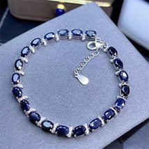 Luxurious Natural  Sapphire /Opal Natural Blue Gemstone 4x6mm 21pcs Bracelet Sol - £182.45 GBP