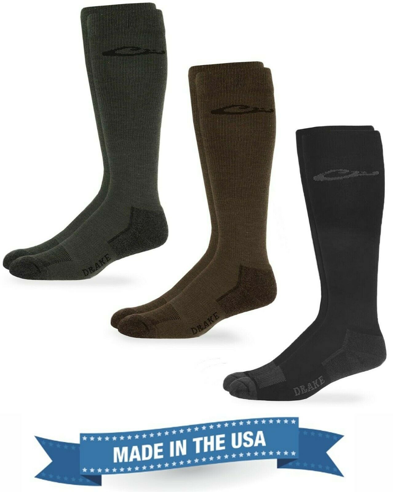 Drake Mens Outdoor Moisture Wicking Seamless Over the Calf Boot Socks 2 ... - $14.39