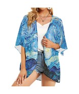Women&#39;s Starry Night Van Gogh Kimono Chiffon Cover Up - $604.59 MXN
