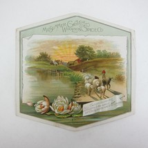 Victorian Trade Card Woolson Spice Co Shepherd Sheep Pond Farm House Flowers Sun - £15.02 GBP