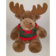 VTG Commonwealth Brown Moose Plush 15" Reindeer Red Green Sweater Christmas 1992 - $29.65