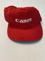 Vintage Canon Camera Reversible Snapback Hat Red Black Embroidered  - $17.42