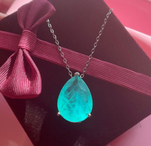 Paraiba Tourmaline Pendant Sterling Silver 925 Necklace - £51.82 GBP